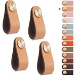 4pcs poigne meuble cuir, bouton porte placard poignee cuir bouton de tiroir, poignee de meuble vintage ...