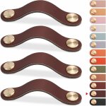 4pcs poigne meuble cuir, bouton porte placard poignee cuir bouton de tiroir, poignee de meuble vintage ...