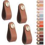 4pcs poign�e meuble cuir, bouton porte placard poignee cuir bouton de tiroir, poignee de meuble vintage ...