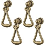 4pcs poign�es de pendentif vintage en alliage de zinc avec anneau triangulaire vert bronze pour armoires, ...