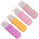 4pi�ces bouteilles rechargeables et compressibles de voyage silicone pour lotions shampoings et gels ...