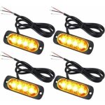 4x feux de p�n�tration � 4 leds 12 / 24v gyrophare led orange feux flash voyant d'alarme urgence strobe ...
