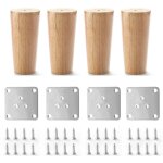Cyslmuk - 4x pieds de meubles 10cm en bois massif avec plaque de montage et vis pour canap�, tv, lit, ...