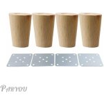 Costjj - 4x pieds de meubles 5cm en bois massif avec plaque de montage et vis pour canap, tv, lit, table ...