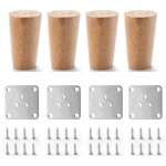 4x pieds de meubles 8cm en bois massif avec plaque de montage et vis pour canap�, tv, lit, table � manger ...