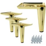 4x pied de meuble pin dor� clair chrom� hauteur 10 cm