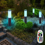4x rgb led lampadaires extrieurs anthracite tlcommande lampes de socle de jardin en acier inoxydable ...