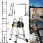 Dayplus ? �chelle t�lescopique 5m en aluminium ? charge maximale 150kg ? 8 marches ? longueur r�tract�e ...