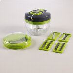 5 en 1 hachoir manuel, coupe legumes multifonctions with 4 lames amovibles, coupe legume with stainless ...