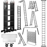 5, 8 m �chelle multifonction 7 en 1 teeno, 4x5 marches, �chelle pliante en aluminium avec 2 plateformes, ...