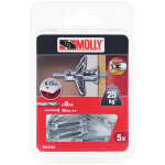 5 chevilles m�talliques � expansion � 4 x 33 mm avec vis m4 molly m14104 - xj