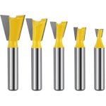 5 pices 8mm fraise  queue d'aronde bois, fraises  rainurer pour dfonceuse 1 / 4' 1 / 2' 3 / 8' 5 ...