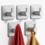 5 pices crochet adhsif, porte serviette, crochet mural salle de bains en acier inox, crochet serviette ...
