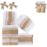 5 rouleaux de ruban jute dentelle, ruban toile de jute blanche, d�coration rustique - jute rouleau toile ...