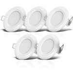 5 spots led salle de bain, extra - plat 25mm, 90mm, blanc, plafonnier encastr, panneau led 5 - 7w, ...