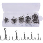 50 pi�ces hame�ons triples aiguis�s et barbel�s en m�tal haute r�sistance pour p�che