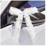 50 pi�ces noeud blanc decoration, noeuds d'antenne faits main ruban satin, pour d�coration de voiture, ...