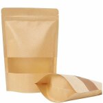 50 pices sac en papier kraft zip petit sac en papier avec fentre sac ziplock alimentaire - adapt aux ...