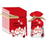 50 sacs cadeaux de no�l � cordon - sacs cadeaux de f�tes de tailles assorties pour d�corations de no�l, ...