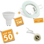 Arum lighting - 50 spot led encastrable complet blanc fixe avec ampoule gu10 5w eq 50w temprature de ...