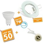Arum lighting - 50 spot led encastrable complet blanc fixe avec ampoule gu10 7w variable température ... Arum lighting - 50 spot led encastrable complet blanc fixe avec ampoule gu10 7w variable température ...