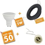 Arum lighting - 50 spot led encastrable complet noir orientable avec ampoule gu10 5w eq 50w temp�rature ...