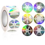 500 autocollants holographiques flocons de neige autocollants adh�sifs de no�l autocollants ronds autocollants ...