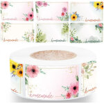 500 pi�ces �tiquettes � confiture, �tiquette autocollante fleur rectangle etiquettes autocollants bocaux, ...