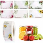 500 pi�ces �tiquettes � confiture, �tiquette autocollante fleur rectangle etiquettes autocollants bocaux, ...