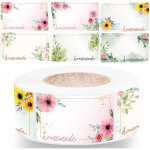 500 pi�ces �tiquettes � confiture, �tiquette autocollante fleur rectangle etiquettes autocollants bocaux, ...