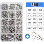 500pcs en acier inoxydable bo�te set m3m4m5 t�te ronde boulon vis �crou t�te de disque vis hexagonale ...