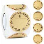 (500pcs brown) etiquettes rondes kraft autocollantes fleurs et feuilles etiquettes pour confiture 5cm ...