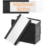 50pcs porte - �tiquettes magn�tiques 25 x 50 mm avec insert en papier et film de protection, pour �tiquetagepo ...