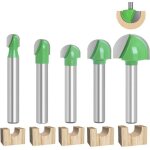 5pcs fraise defonceuse 6mm, fraise a fond rond bois, fraises pour d�fonceuses, fraise a bois, coffret ...