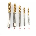 Jeffergarden 5pcs kit de tarauds jeu de robinets � vis cannel�s en spirale hss titane enduit outil de ...