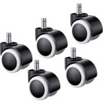 5pcs roulette pour chaise de bureau, roulettes pour sols durs universelles remplacement roulette fauteuil ...