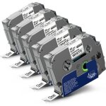 5x 12mm x 8m noir sur blanc compatible ruban remplacement pour brother p - touch tz tze - 231 tze231 ...