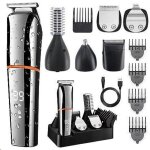 6 - in - 1 mannen baard - en haartrimmer kit, precise draadloze grooming set, ipx6 waterdicht voor baard, ...