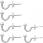 ?6 pcs?embrasses rideaux crochets u blanc crochet d'arrimage rideau � t�te ronde avec tubes d?expansion ...