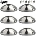 6 pcs tasse poign�es shell pull cuisine placard armoire porte meubles tiroir boutons argent