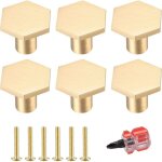 6 pi�ces boutons de portes, boutons armoire laiton, boutons de meuble dor�, boutons de tiroir de commode, ...