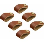 6 pi�ces cuir poignee, cuir meuble poign�e, poignee cuir bouton, cuir poign�es de placard, poign�es en ...