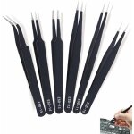 6 pi�ces ensemble de pinces de pr�cision ensemble de pinces antistatiques, utilis� pour l'�lectronique, ...