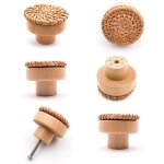 6 pi�ces poign�e meuble bois poign�e tiroir en bois boutons de meuble - convient pour armoires de cuisine, ...