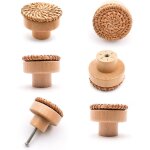 6 pi�ces poign�e meuble bois poign�e tiroir en bois boutons de meuble - convient pour armoires de cuisine, ...