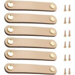 6 pi�ces poign�e meuble cuir boutons de porte avec vis pour armoires commode salle de bain - beige 96mm ...