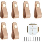 6 poign�es de meubles en cuir avec vis de fixation - poign�es de garde - robe pour armoires, cuisines ...