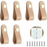 6 poignes de meubles en cuir avec vis de fixation - poignes de garde - robe pour armoires, cuisines ...