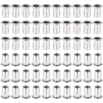 60 pi�ces 304 ecrou a sertir m6 en acier inoxydable t�te plate ecrou aveugle rivet filet� ecrou a rivet ...