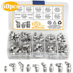 60 pi�ces graisseur a visser, assortiment graisseur m6 m8 m10, droit graisse raccord 45� 90� 180�, avec ...